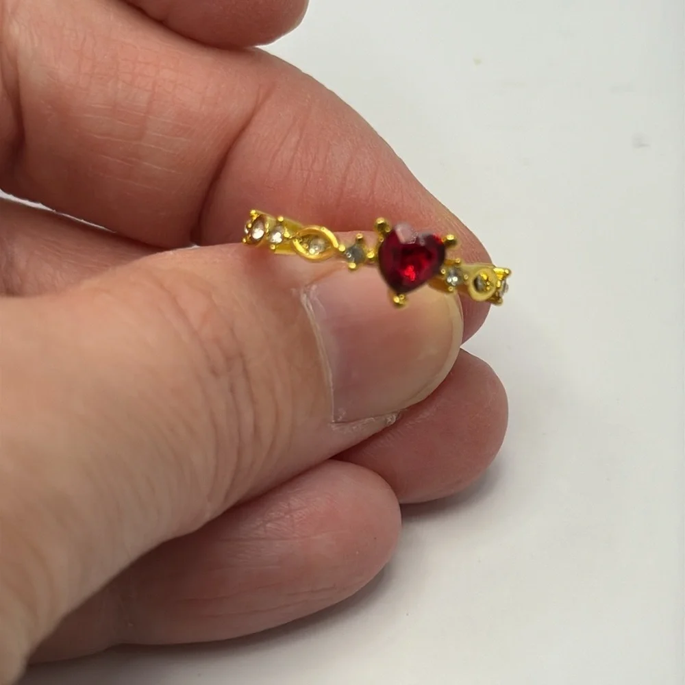 3/$25, Heart Ring Size 7 Faux Ruby and Hold Tone